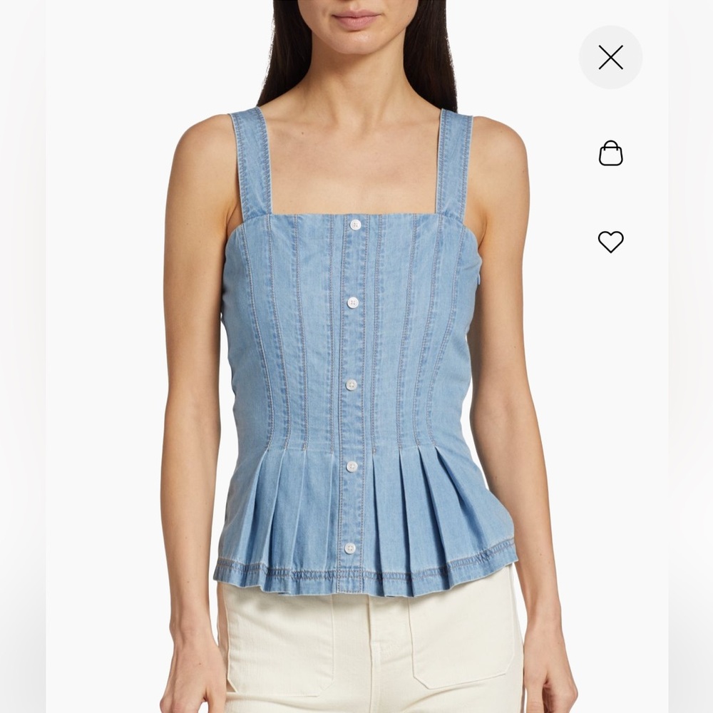 Veronica Beard Light Blue Denim Peplum Tank